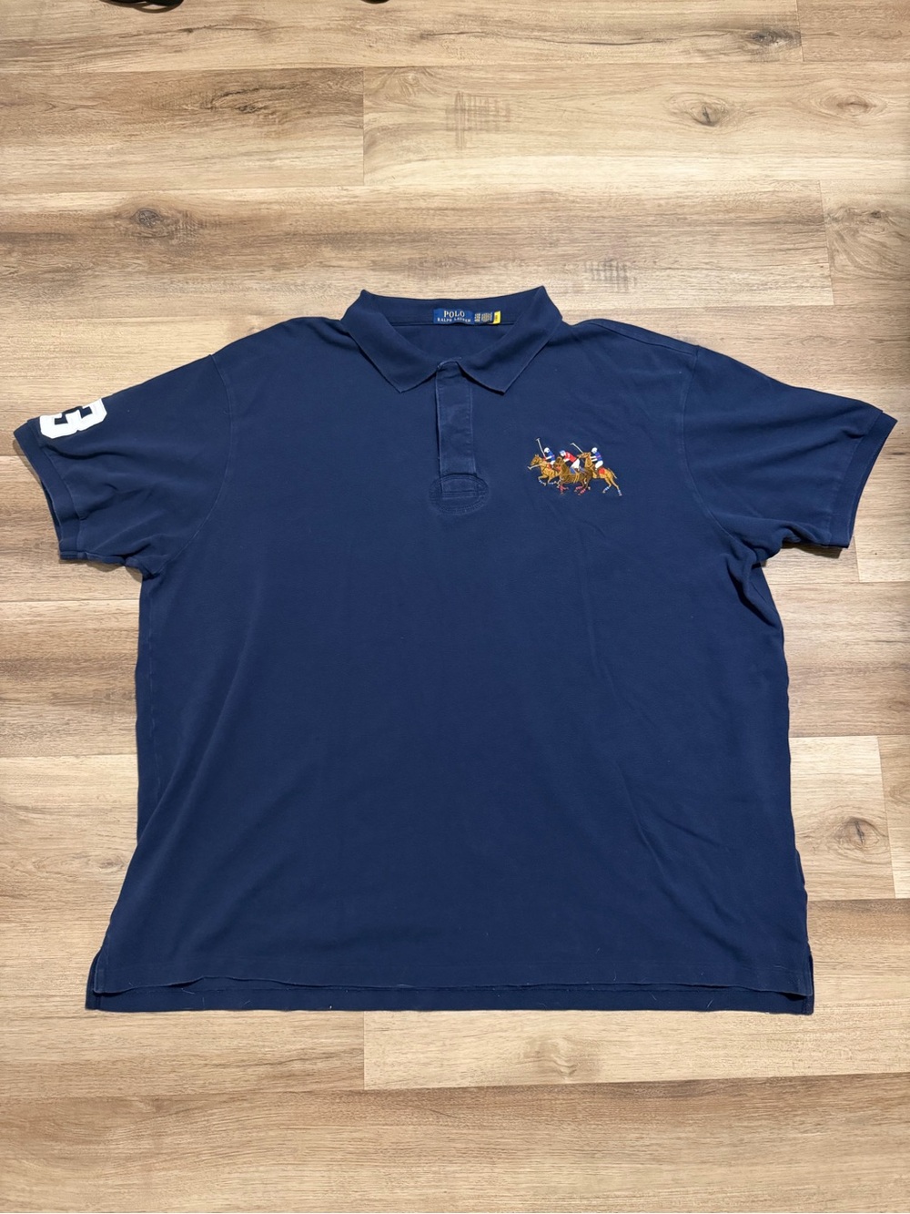 Polo Ralph Lauren Polo Shirt Mens 4XB Blue Triple Pony Short Sleeve Pique
